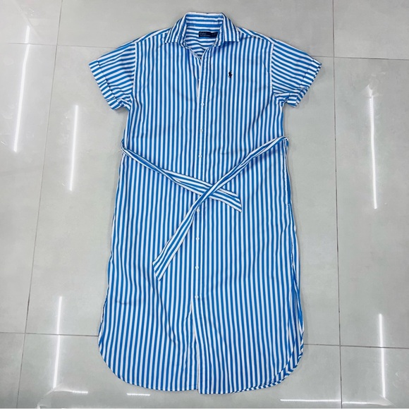 Polo Ralph Lauren Stripe short Sleeve Belted Shirt Dress - Picture 6 of 9